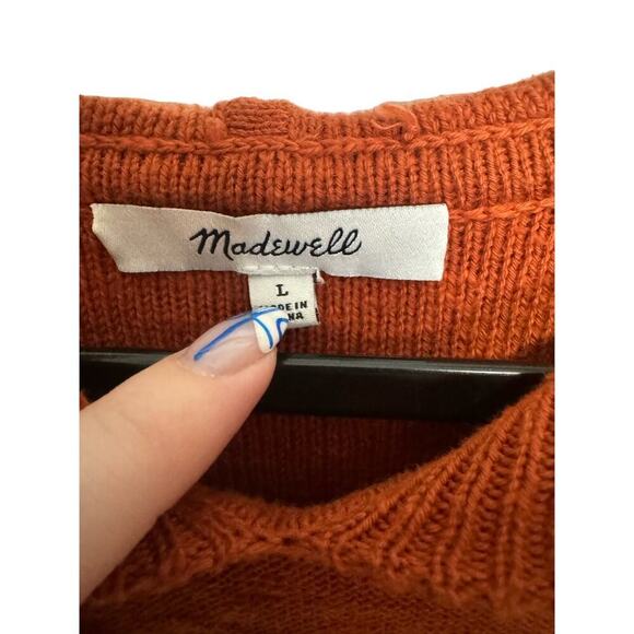 Madewell Clairview Hoodie Sweatshirt Pullover Knitted Cropped Orange Size Large - Picture 8 of 10